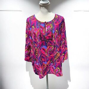 🌻Pappagallo Colorful Blouse Size Large
